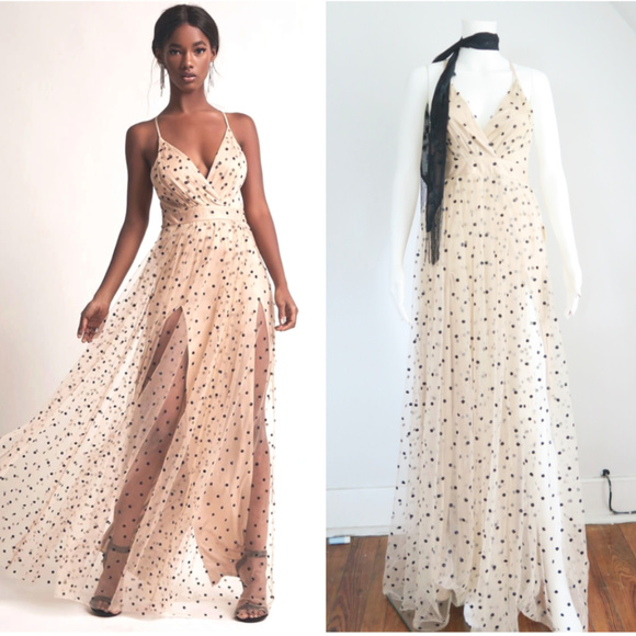 Forever 21 Dresses & Skirts - -FINAL- Black Glitter Dot Slit Maxi Dress / Gown S